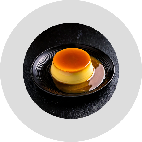 Vanilla flan dessert made with Alcirelli Pure Vanilla Extract